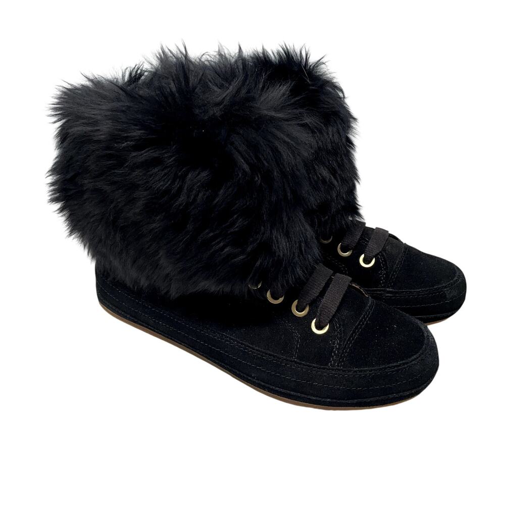 Ugg Womens Antoine Fur Cuff Sneakers Size 8.5 Black Whimsygoth Streetwear